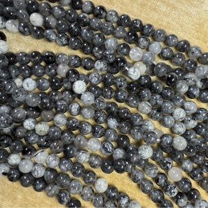 4 15” strands tourmaline rutilated quartz 10mm gemstone round beads AAA natural